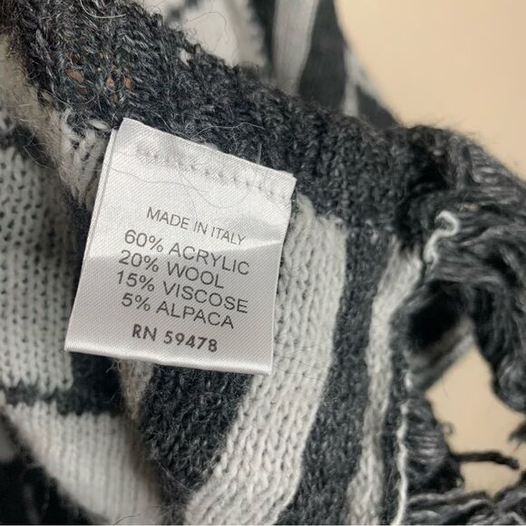 San lorenzo open front fringe wool alpaca sleeveless cardigan gray - Picture 8 of 10